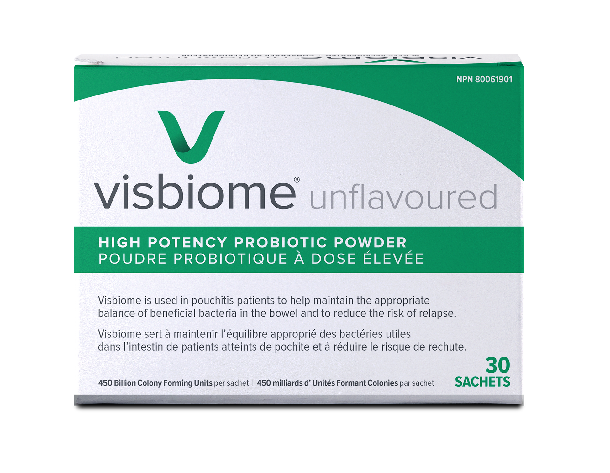 Visbiome unflavoured canada front of carton.